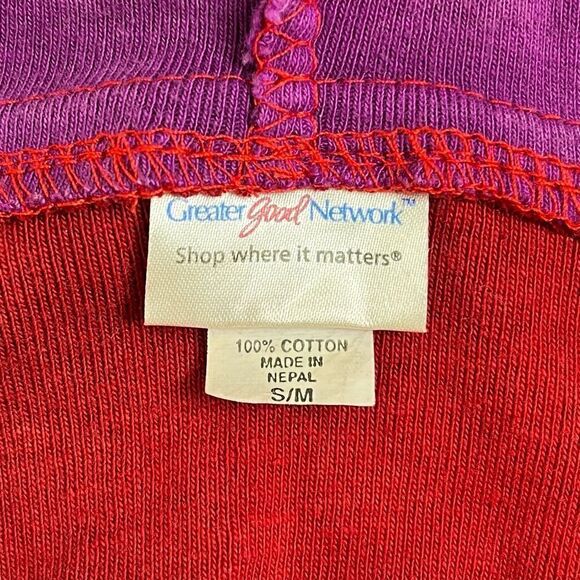 Greater Good Network Hoodie Full Zip Patchwork Nepal Hippie Boho Small Medium - Picture 7 of 9